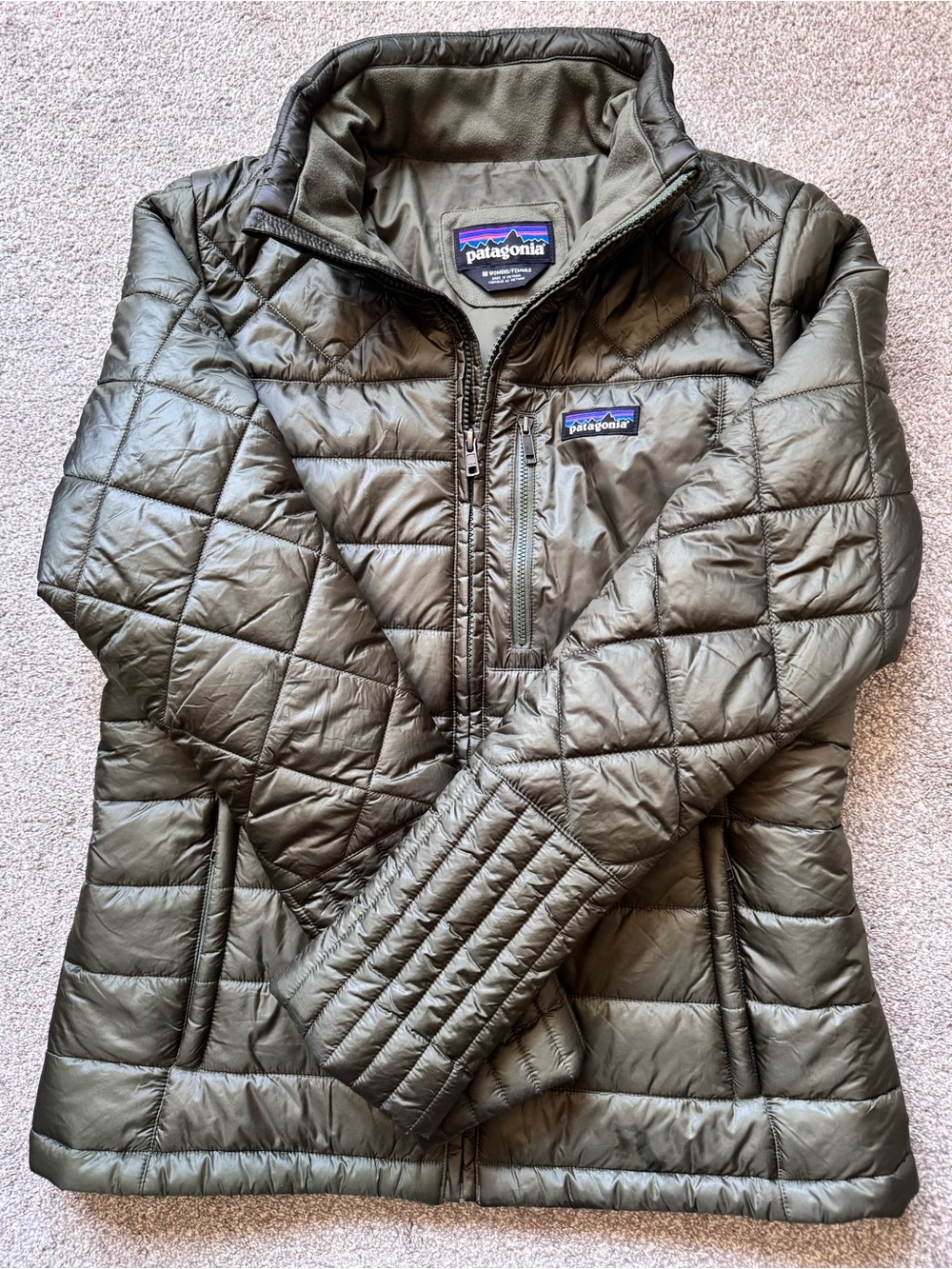 Women’s Patagonia Radalie Parka Outdoor Jacket Like New Olive Size Large - Picture 2 of 15